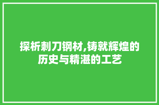 探析刺刀钢材,铸就辉煌的历史与精湛的工艺