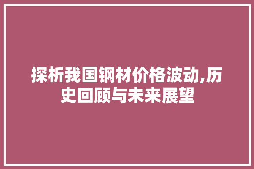 探析我国钢材价格波动,历史回顾与未来展望