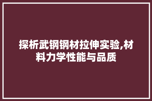 探析武钢钢材拉伸实验,材料力学性能与品质