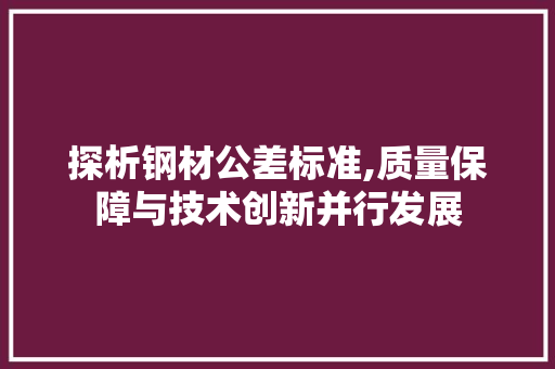 探析钢材公差标准,质量保障与技术创新并行发展