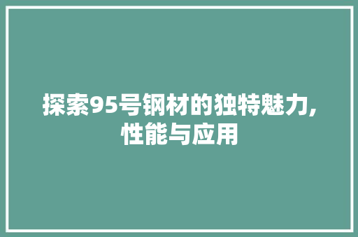 探索95号钢材的独特魅力,性能与应用