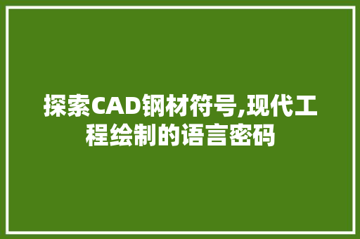 探索CAD钢材符号,现代工程绘制的语言密码