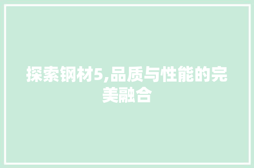 探索钢材5,品质与性能的完美融合