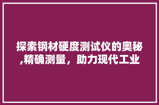探索钢材硬度测试仪的奥秘,精确测量，助力现代工业发展