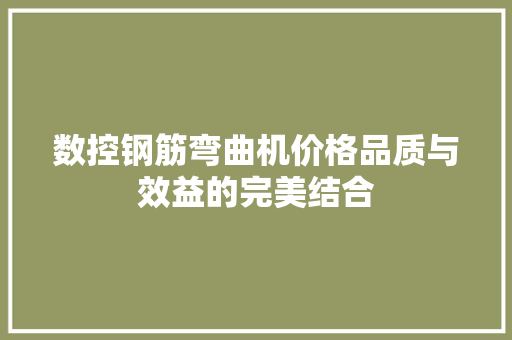 数控钢筋弯曲机价格品质与效益的完美结合
