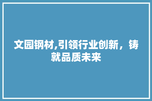 文园钢材,引领行业创新，铸就品质未来