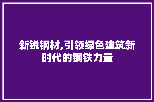新锐钢材,引领绿色建筑新时代的钢铁力量