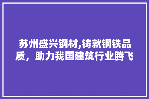 苏州盛兴钢材,铸就钢铁品质，助力我国建筑行业腾飞