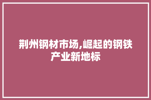 荆州钢材市场,崛起的钢铁产业新地标