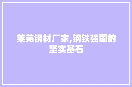 莱芜钢材厂家,钢铁强国的坚实基石