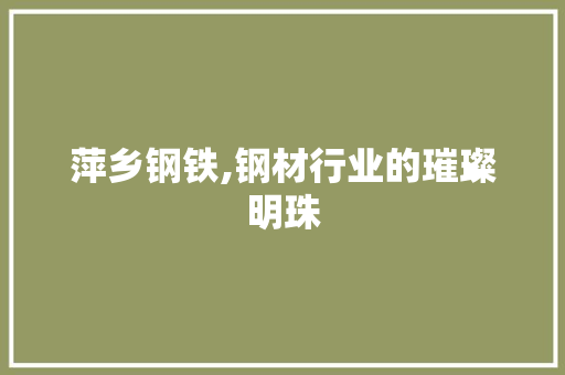 萍乡钢铁,钢材行业的璀璨明珠