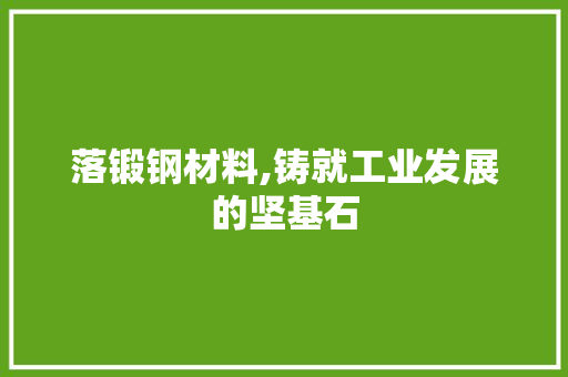 落锻钢材料,铸就工业发展的坚基石