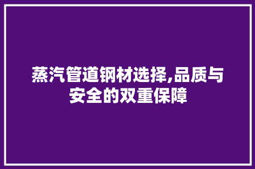 蒸汽管道钢材选择,品质与安全的双重保障