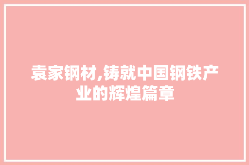 袁家钢材,铸就中国钢铁产业的辉煌篇章