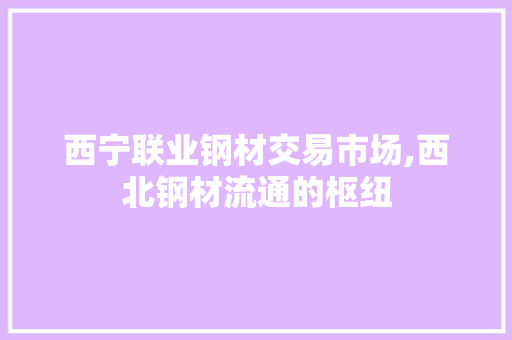 西宁联业钢材交易市场,西北钢材流通的枢纽