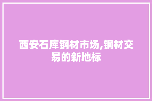 西安石库钢材市场,钢材交易的新地标