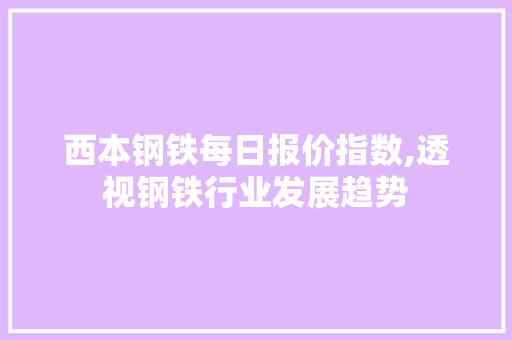 西本钢铁每日报价指数,透视钢铁行业发展趋势