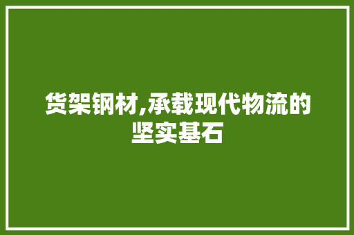 货架钢材,承载现代物流的坚实基石