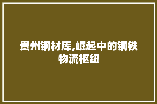 贵州钢材库,崛起中的钢铁物流枢纽
