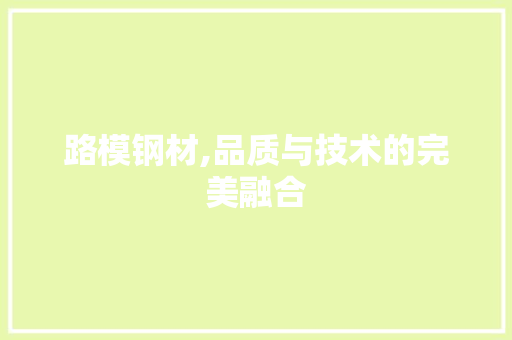 路模钢材,品质与技术的完美融合
