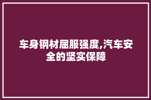车身钢材屈服强度,汽车安全的坚实保障