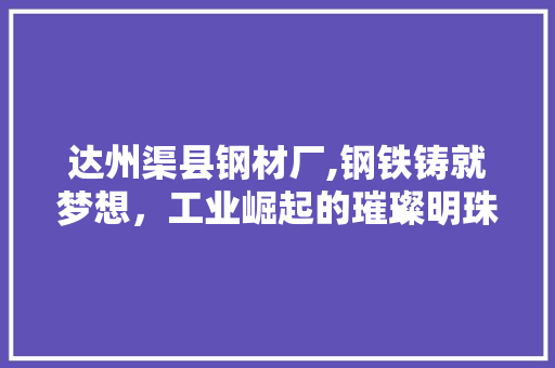 达州渠县钢材厂,钢铁铸就梦想，工业崛起的璀璨明珠