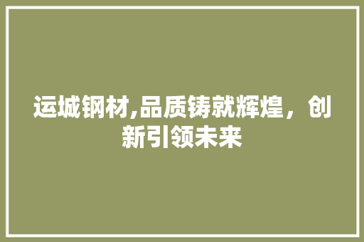 运城钢材,品质铸就辉煌，创新引领未来