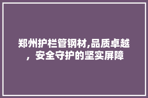 郑州护栏管钢材,品质卓越，安全守护的坚实屏障