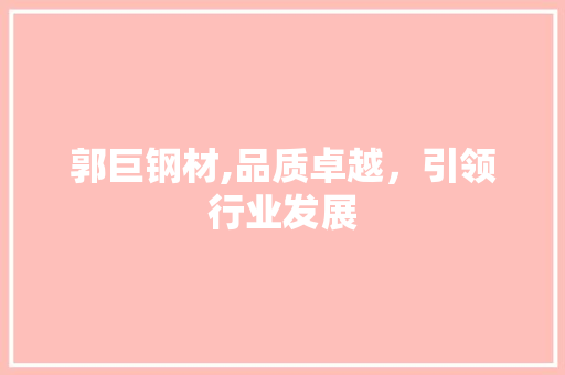 郭巨钢材,品质卓越，引领行业发展