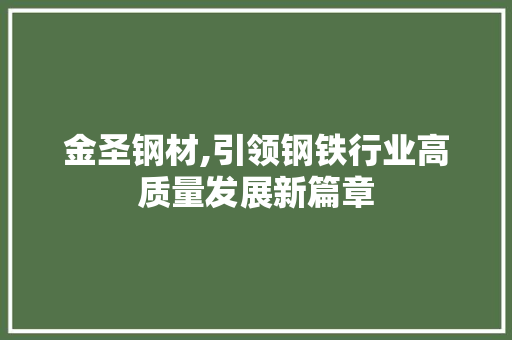 金圣钢材,引领钢铁行业高质量发展新篇章