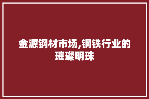 金源钢材市场,钢铁行业的璀璨明珠