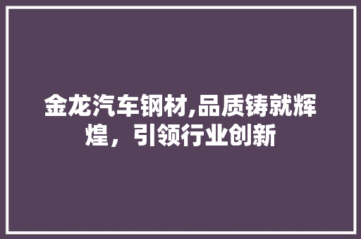 金龙汽车钢材,品质铸就辉煌，引领行业创新