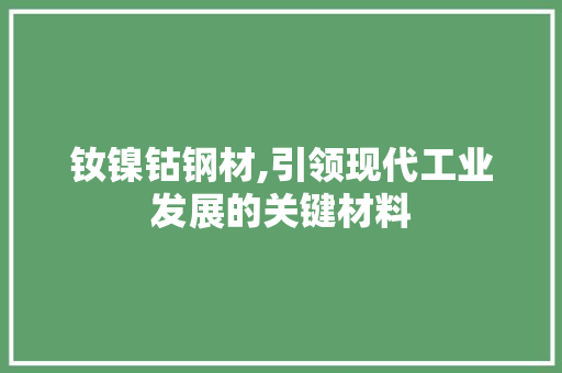 钕镍钴钢材,引领现代工业发展的关键材料