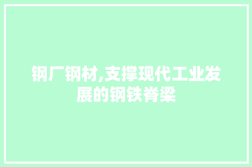 钢厂钢材,支撑现代工业发展的钢铁脊梁