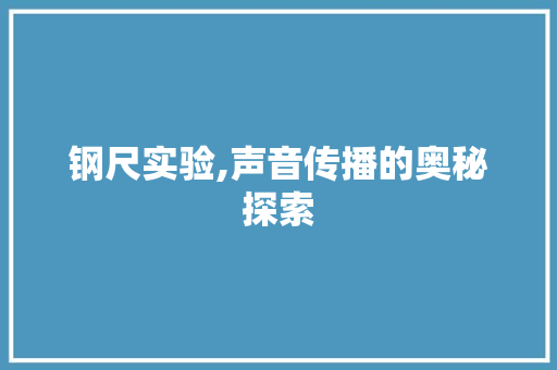 钢尺实验,声音传播的奥秘探索