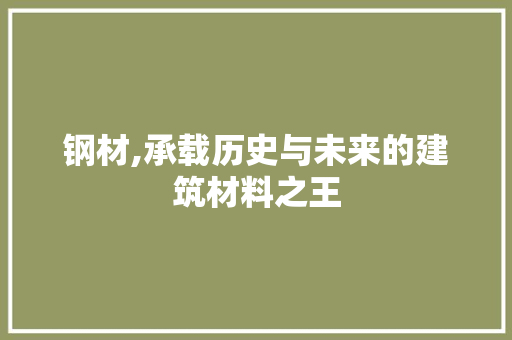 钢材,承载历史与未来的建筑材料之王