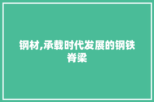 钢材,承载时代发展的钢铁脊梁