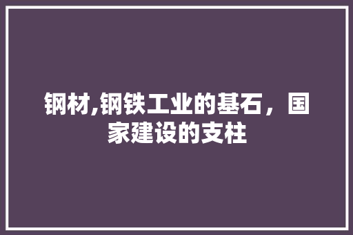 钢材,钢铁工业的基石，国家建设的支柱