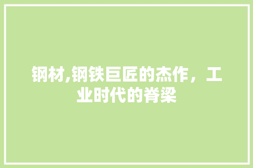 钢材,钢铁巨匠的杰作，工业时代的脊梁