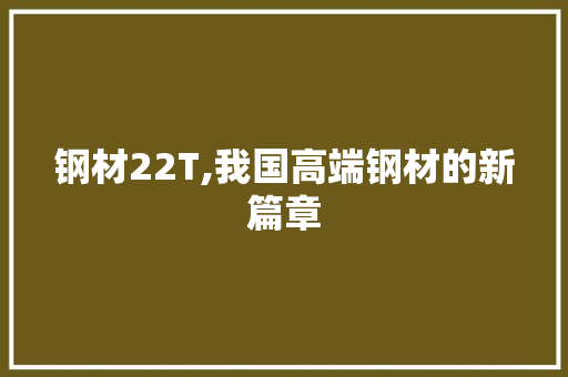钢材22T,我国高端钢材的新篇章