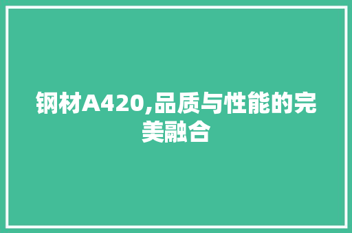 钢材A420,品质与性能的完美融合