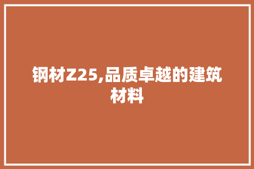钢材Z25,品质卓越的建筑材料