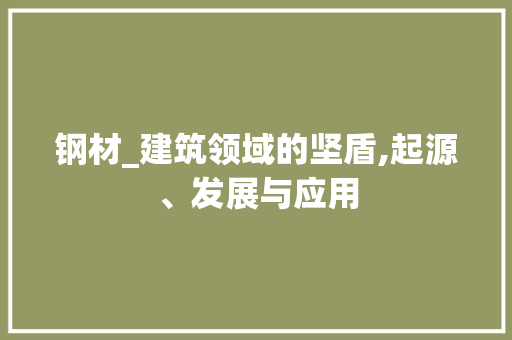钢材_建筑领域的坚盾,起源、发展与应用