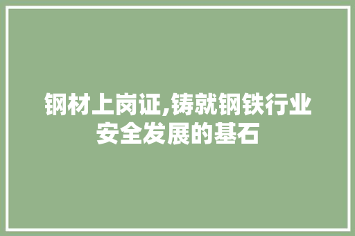 钢材上岗证,铸就钢铁行业安全发展的基石