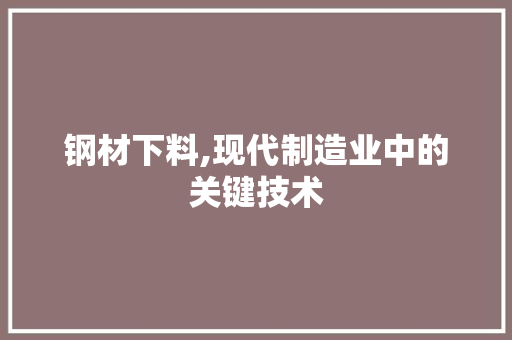 钢材下料,现代制造业中的关键技术