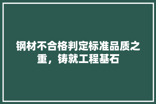 钢材不合格判定标准品质之重，铸就工程基石