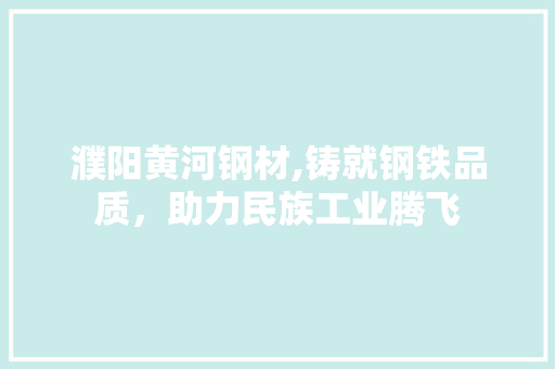 濮阳黄河钢材,铸就钢铁品质，助力民族工业腾飞