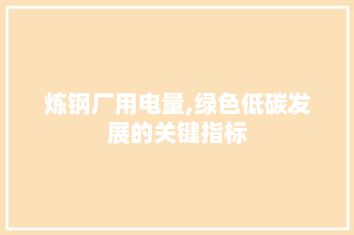炼钢厂用电量,绿色低碳发展的关键指标