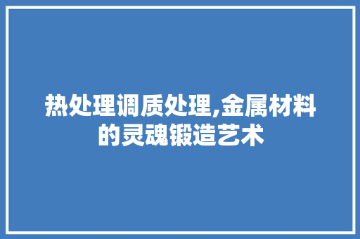 热处理调质处理,金属材料的灵魂锻造艺术