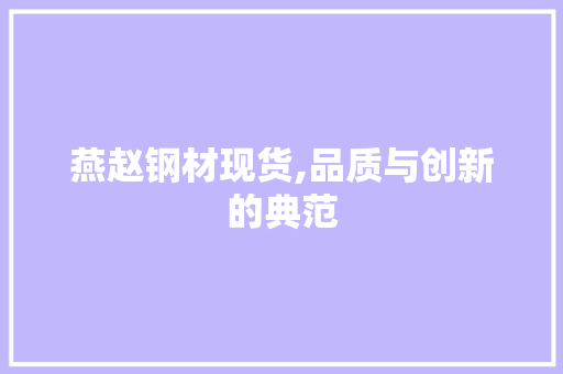 燕赵钢材现货,品质与创新的典范